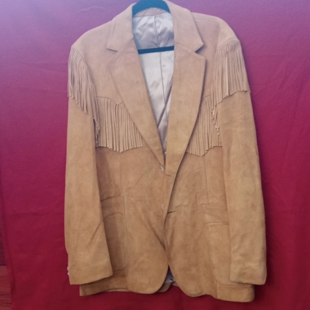 Men's Scully Leatherwear Fringed Suede Jacket, Size 44
